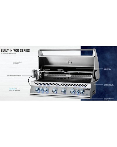 BARBACOA NAPOLEON SERIE 700 44'' BIG44RBPSS  CON QUEMADOR TRASERO INFRARROJO DUAL INOX EMPOTRADA - 110 cm