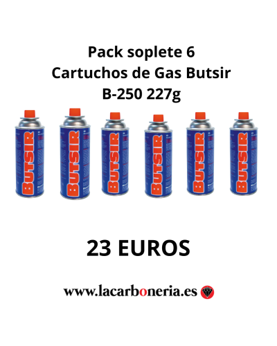Pack 6 Cartuchos de Gas Butsir B-250 227g Compatibles con sopletes de cocina butsir ,  Cocinas de Gas y Hornillos Portátiles