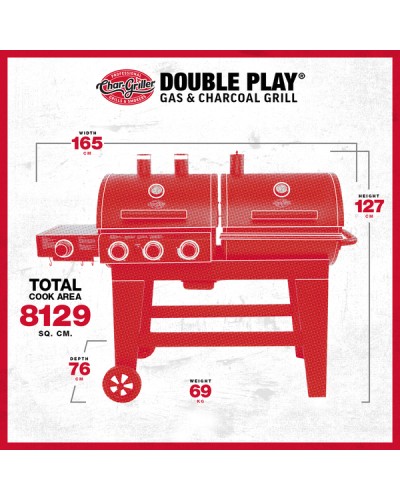 Barbacoa Duo CharGriller Gas-Carbon dos en uno+ CARBON