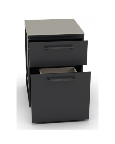 MÓDULO CT 60 CAJONES Y  PAPELERA TIRADOR DE MADERA