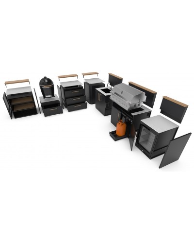 MÓDULO CT 60 CAJONES Y  PAPELERA TIRADOR DE MADERA
