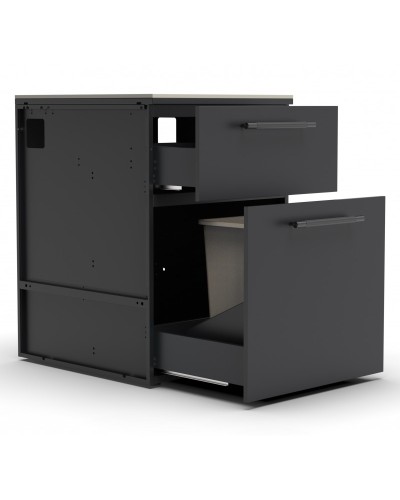 MÓDULO CT 60 CAJONES Y  PAPELERA TIRADOR DE MADERA