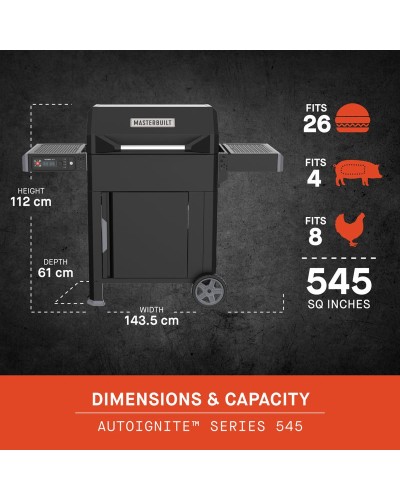 MASTERBUILT PARRILLA Y AHUMADOR DE CARBON DIGITAL DE LA SERIE AUTOIGNITE 545