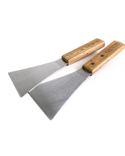 Espátulas Barbacoa YAKINIKU® Acero Inoxidable – Pack 2 con Mango de Madera