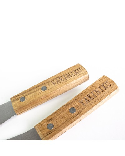 Espátulas Barbacoa YAKINIKU® Acero Inoxidable – Pack 2 con Mango de Madera