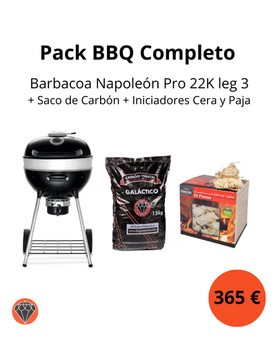 Oferta barbacoa Napoleon PRO 22 K LEG 3 + carbón + iniciadores