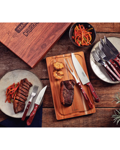 Kit para barbacoa Tramontina 15 piezas Polywood castaño con tabla de corte