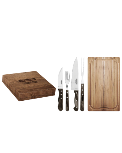 Kit para barbacoa Tramontina 15 piezas Polywood castaño con tabla de corte