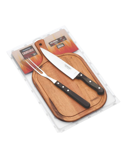 Set de utensilios para barbacoa Tramontina 3 piezas Polywood castaño
