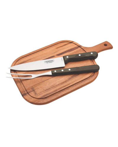 Set de utensilios para barbacoa Tramontina 3 piezas Polywood castaño