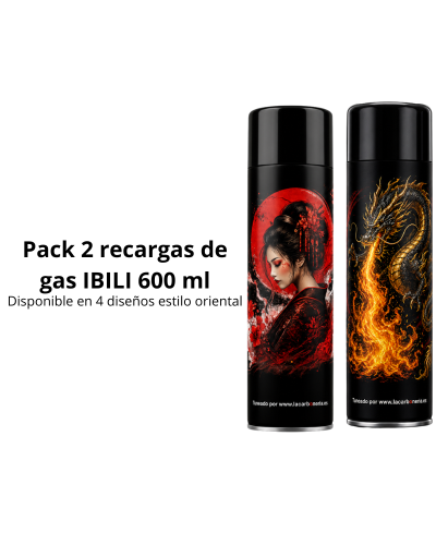 Oferta 2 recargas de gas IBILI 600 ml para cabezal de soplete (4 diseños estilo oriental)