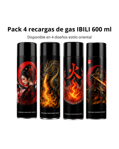 Oferta 4 recargas de gas IBILI 600 ml para cabezal de soplete (4 diseños estilo oriental)