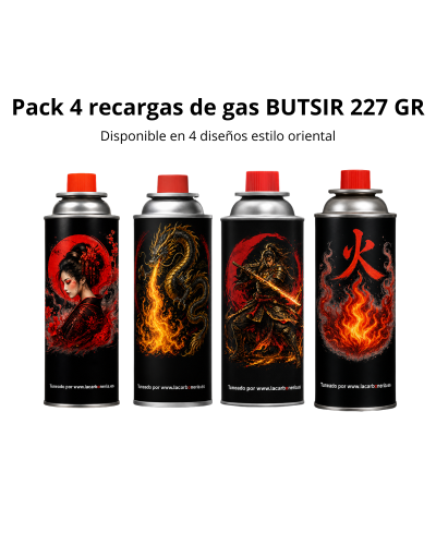 Pack 4 recargas de gas Butsir B250 227 g para cabezal (4 diseños estilo oriental)