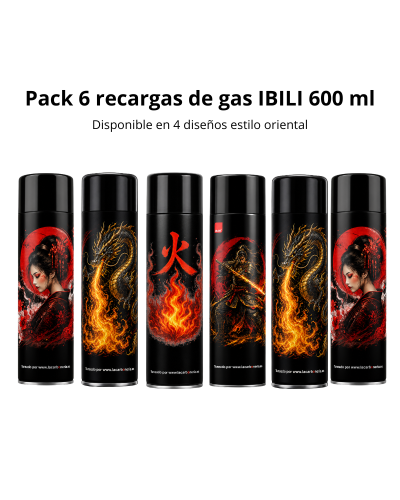 Oferta 6 recargas de gas IBILI 600 ml para cabezal de soplete (4 diseños estilo oriental)