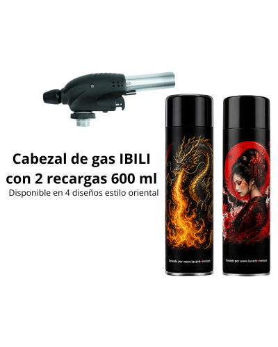Cabezal de gas IBILI con 2 recargas de 600 ml (4 diseños estilo oriental)